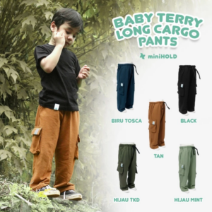 Celana Cargo Anak Baby Terry | Long Cargo Pants Nyaman & Stylish