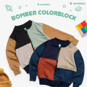 Jaket Bomber Anak Colour Block Baby Terry | Casual Outerwear Collection