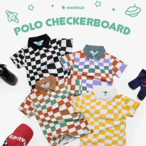 Kaos Kerah Anak Checkerboard Cotton Combed 30s | Casual Full Print Series