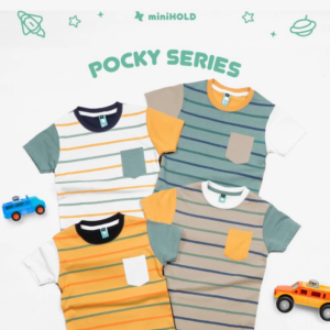 Kaos Anak Stripe Pocket Cotton Combed 30s | Pocky Series Lembut & Nyaman